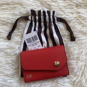 Henri Bendel Orange Mind Your Business Monogram AK Leather Card Case + Dust Bag